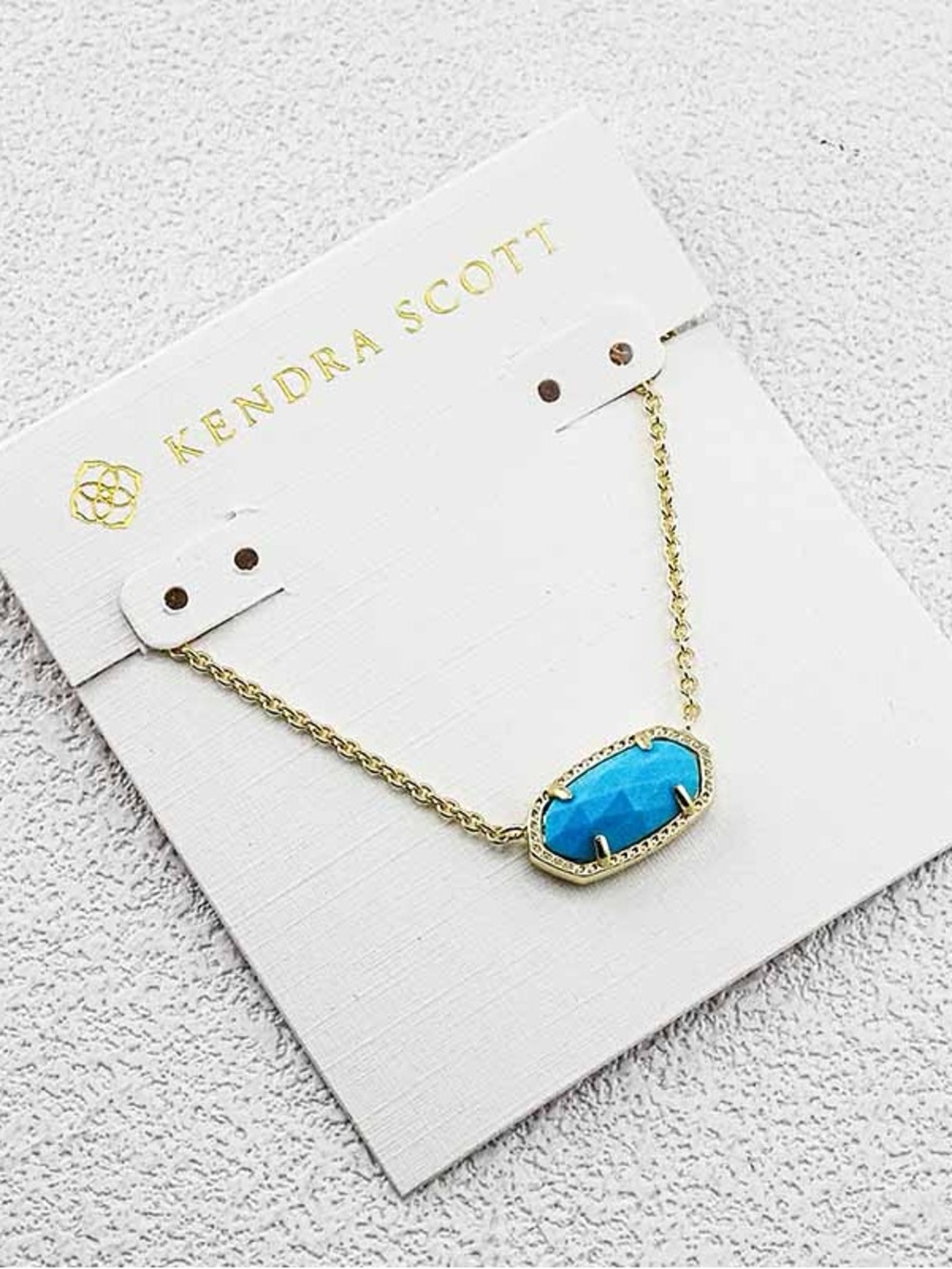 Kendra Scott Blue Gold Elisa-Style Faceted Stone Necklace